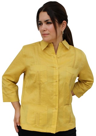 Guayabera  For Ladies3/4 Length Sleeve 100% Linen